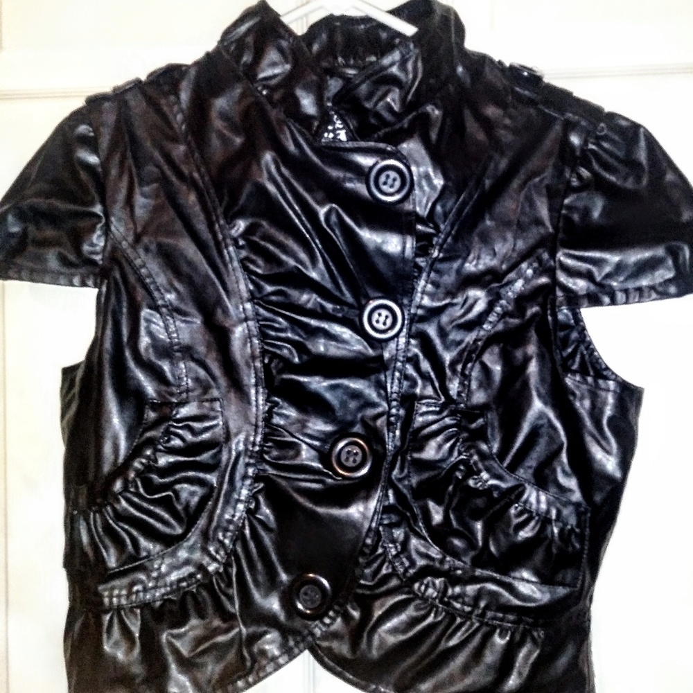 Last Kiss Size Large Faux Leather Vest Jacket